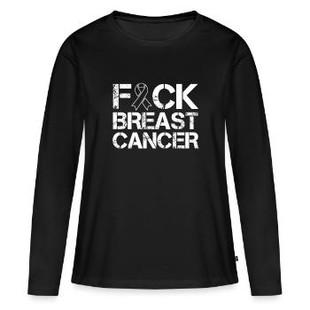 Fuck cancer du sein cancer du sein cancer du ruban rose - T-shirt manches longues Premium bio Femme - noir - Devant - Julia (174cm)