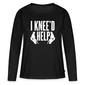 J'aiderais le genou à la chirurgie du genou - T-shirt manches longues Premium bio Femme - noir - Devant - Julia (174cm)
