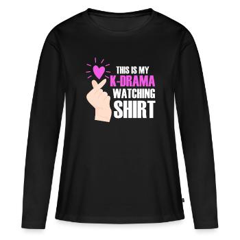 K-Drama Addict KDrama Corée du Sud Coréen Asiatique - T-shirt manches longues Premium bio Femme - noir - Devant - Julia (174cm)