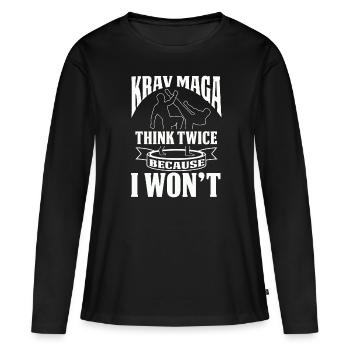 Krava Maga combattant combattante autodéfense - T-shirt manches longues Premium bio Femme - noir - Devant - Julia (174cm)