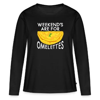 Les week-ends sont pour Omelettes Omelette Œufs Œufs Café - T-shirt manches longues Premium bio Femme - noir - Devant - Julia (174cm)