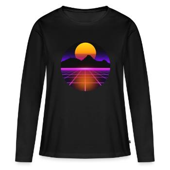 80s outrun vaporwave synthwave retro style - Women's Premium Organic Long Sleeve Shirt - black - Front - Julia (174cm)