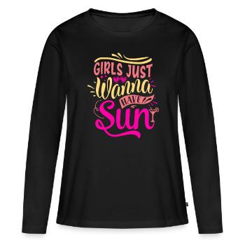 Sonnenschein Sommer Urlaub Bräune Strand Sonne - Frauen Premium Bio Langarmshirt - Schwarz - Vorne - Julia (174cm)