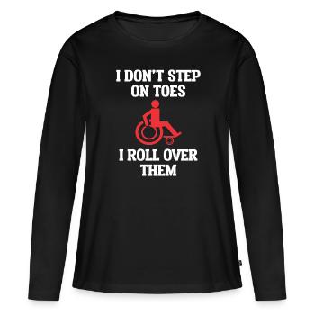 Rollstuhl Rollstuhlfahrer Handicap Rolli Humor - Frauen Premium Bio Langarmshirt - Schwarz - Vorne - Julia (174cm)