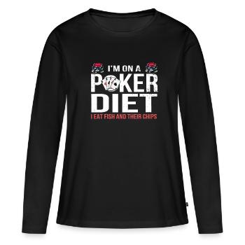 Poker Spieler Pokern Kartenspiel Karten Spiel - Frauen Premium Bio Langarmshirt - Schwarz - Vorne - Julia (174cm)