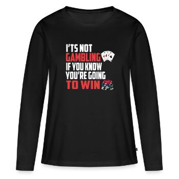 Poker Spieler Pokern Kartenspiel Karten Spiel - Frauen Premium Bio Langarmshirt - Schwarz - Vorne - Julia (174cm)
