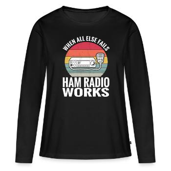 Radio amateur Ham Radio Radio Radio Amateufunker - T-shirt manches longues Premium bio Femme - noir - Devant - Julia (174cm)