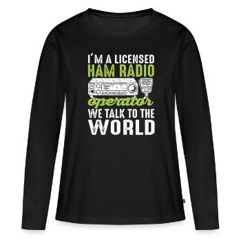 Radio amateur Ham Radio Radio Radio Amateufunker - T-shirt manches longues Premium bio Femme - noir - Devant - Julia (174cm)