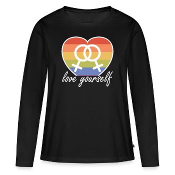 Love Yourself LGBT Drapeau Homosexualité Lesbienne - T-shirt manches longues Premium bio Femme - noir - Devant - Julia (174cm)