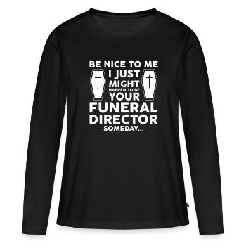 Funérailles croque-mort - T-shirt manches longues Premium bio Femme - noir - Devant - Julia (174cm)
