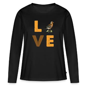 Pinsons oiseaux oiseaux oiseaux oiseaux - T-shirt manches longues Premium bio Femme - noir - Devant - Julia (174cm)