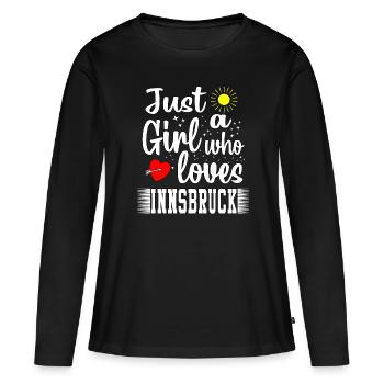 Juste une fille qui loves Innsbruck - T-shirt manches longues Premium bio Femme - noir - Devant - Julia (174cm)