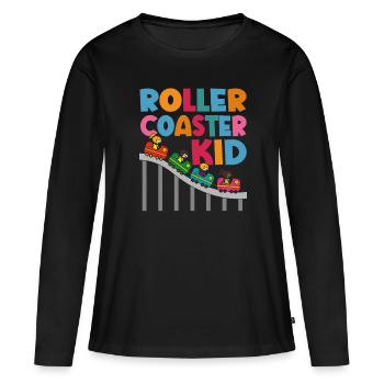 Montagnes Russes Parc d’attractions Parc d’attractions - T-shirt manches longues Premium bio Femme - noir - Devant - Julia (174cm)
