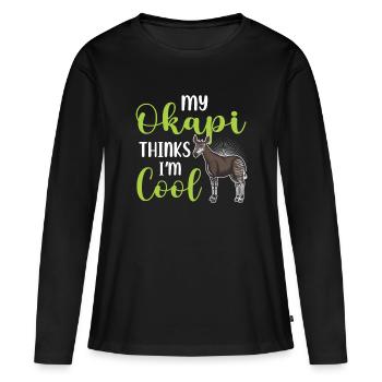 Okapi Giraffe Afrika Safari Zebra Wildnis Tiere - Frauen Premium Bio Langarmshirt - Schwarz - Vorne - Julia (174cm)
