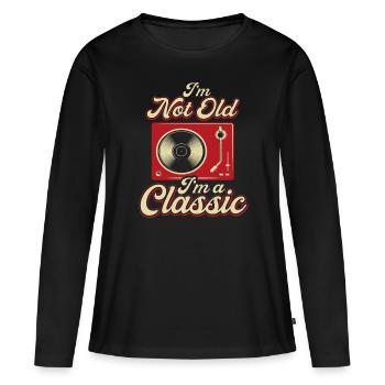 Vinyle Tourne-disques Musique de collection Disques - T-shirt manches longues Premium bio Femme - noir - Devant - Julia (174cm)
