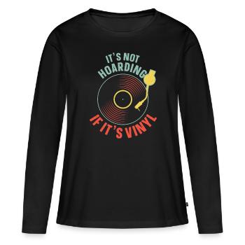 Vinyle Tourne-disques Musique de collection Disques - T-shirt manches longues Premium bio Femme - noir - Devant - Julia (174cm)