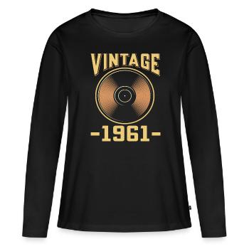 Vinyle Tourne-disques Musique de collection Disques - T-shirt manches longues Premium bio Femme - noir - Devant - Julia (174cm)