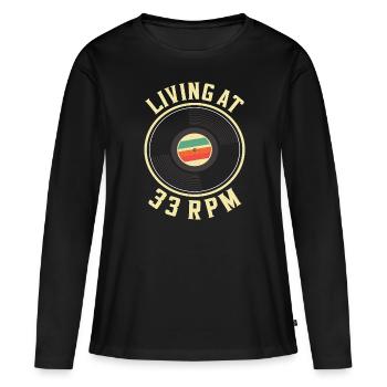 Vinyle Tourne-disques Musique de collection Disques - T-shirt manches longues Premium bio Femme - noir - Devant - Julia (174cm)