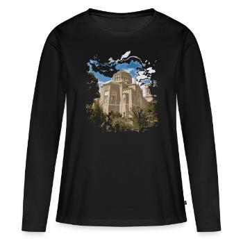Hellas (Grèce) - T-shirt manches longues Premium bio Femme - noir - Devant - Julia (174cm)