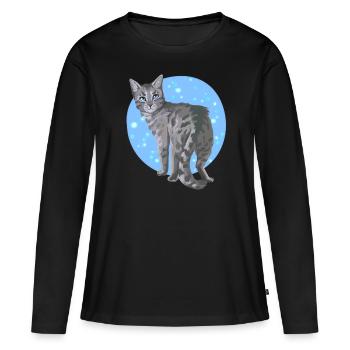 Ashfur Aschenpelz Graue Katze Sterne Warrior Cats - Frauen Premium Bio Langarmshirt - Schwarz - Vorne - Julia (174cm)