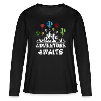 L’aventure attend les montgolfières - T-shirt manches longues Premium bio Femme - noir - Devant - Julia (174cm)