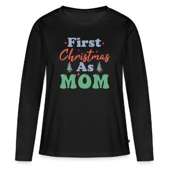 Premier Noël en tant que Maman Erstes Weihnachten als Mama - T-shirt manches longues Premium bio Femme - noir - Devant - Julia (174cm)