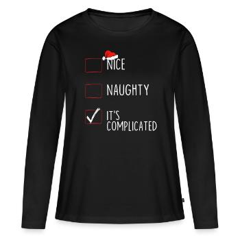 Sympa coquin c’est compliqué - T-shirt manches longues Premium bio Femme - noir - Devant - Julia (174cm)