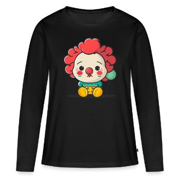 Illustration de clown mignon - T-shirt manches longues Premium bio Femme - noir - Devant - Julia (174cm)