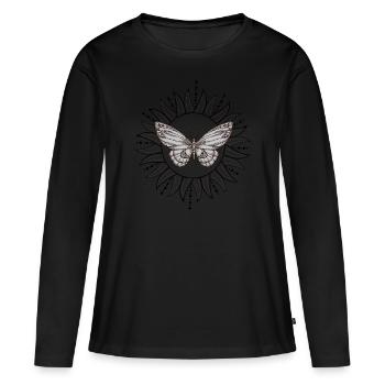 Butterfly with sun - Women's Premium Organic Long Sleeve Shirt - black - Front - Julia (174cm)