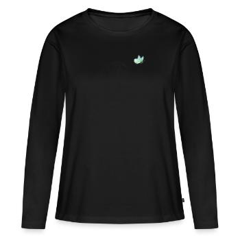 Ein Schmetterling in meinem Kopf - Frauen Premium Bio Langarmshirt - Schwarz - Vorne - Julia (174cm)