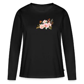Blühendes Haar - Frauen Premium Bio Langarmshirt - Schwarz - Vorne - Julia (174cm)