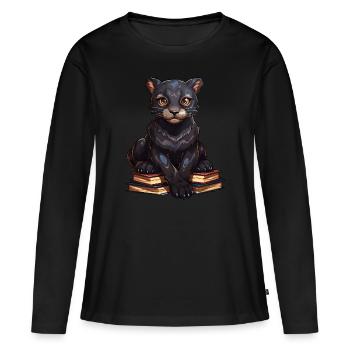 Panthère - T-shirt manches longues Premium bio Femme - noir - Devant - Julia (174cm)