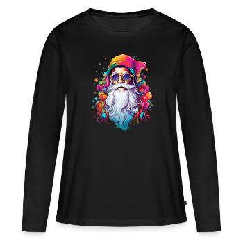 Psychedelischer Weihnachtsmann - Frauen Premium Bio Langarmshirt - Schwarz - Vorne - Julia (174cm)