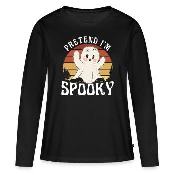 Costume d’Halloween fantôme groovy mignon, faire semblant que je suis - T-shirt manches longues Premium bio Femme - noir - Devant - Julia (174cm)