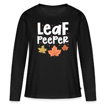 Leaf Peeper Peeping Autumn Fall Season Leaves - Frauen Premium Bio Langarmshirt - Schwarz - Vorne - Julia (174cm)