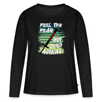 Pogo Stick Vintage ressent la peur mais saute quand même - T-shirt manches longues Premium bio Femme - noir - Devant - Julia (174cm)