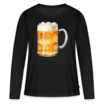 Chope à bière - T-shirt manches longues Premium bio Femme - noir - Devant - Julia (174cm)