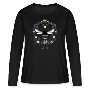 Bourdon Fleurs Abeille - T-shirt manches longues Premium bio Femme - noir - Devant - Julia (174cm)
