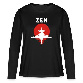 Zen - T-shirt manches longues Premium bio Femme - noir - Devant - Julia (174cm)