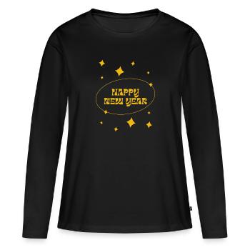 happy new year - T-shirt manches longues Premium bio Femme - noir - Devant - Julia (174cm)