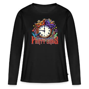 DEN GANZEN TAG DIE GANZE NACHT PARTY GRAS - Frauen Premium Bio Langarmshirt - Schwarz - Vorne - Julia (174cm)