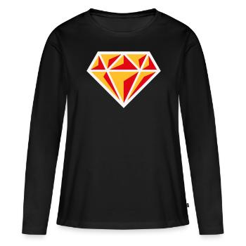 Diamant (Symbole Brillant de Pierre Précieuse / NEG Rouge 3C) - T-shirt manches longues Premium bio Femme - noir - Devant - Julia (174cm)