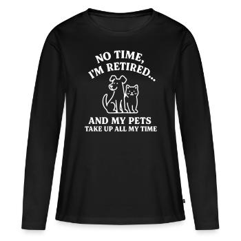 Retired & pet lover - Women's Premium Organic Long Sleeve Shirt - black - Front - Julia (174cm)