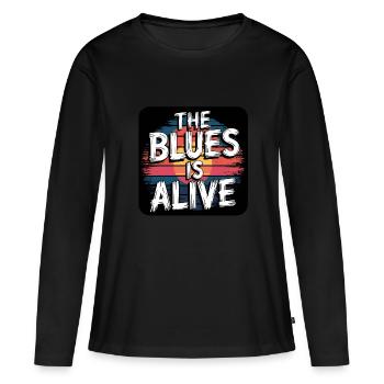 The Blues Lives Un design de blues vintage pour les fans de blues - T-shirt manches longues Premium bio Femme - noir - Devant - Julia (174cm)
