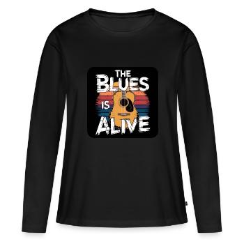 The Blues Lives Un design de blues vintage pour les fans de blues - T-shirt manches longues Premium bio Femme - noir - Devant - Julia (174cm)