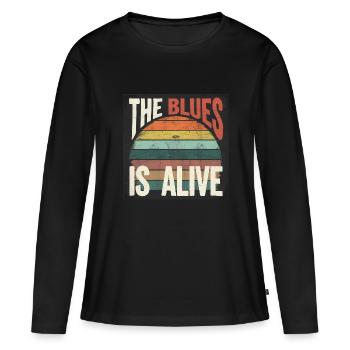 Le blues lives vintage blues design - T-shirt manches longues Premium bio Femme - noir - Devant - Julia (174cm)