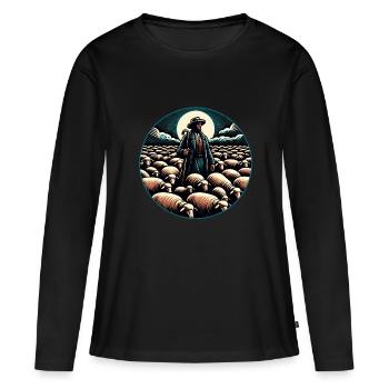 Bergers et troupeau de brebis - T-shirt manches longues Premium bio Femme - noir - Devant - Julia (174cm)