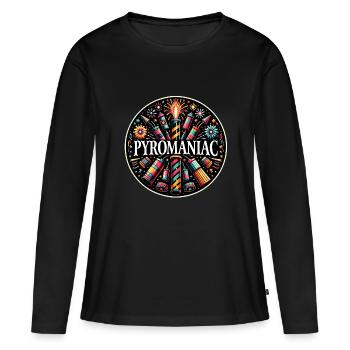 Pyrotechnie Feu d’artifice Feu d’artifice Nouvel An - T-shirt manches longues Premium bio Femme - noir - Devant - Julia (174cm)