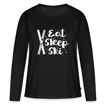 Mangez le sommeil - Pistes de ski refuge remontées mécaniques - T-shirt manches longues Premium bio Femme - noir - Devant - Julia (174cm)