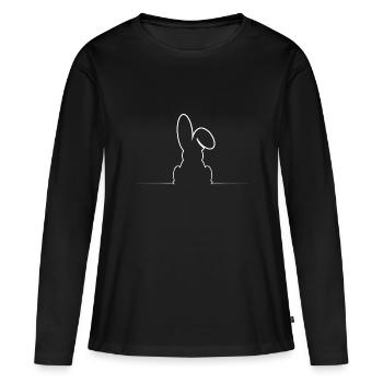 Lapin de Pâques avec une oreille souple - T-shirt manches longues Premium bio Femme - noir - Devant - Julia (174cm)